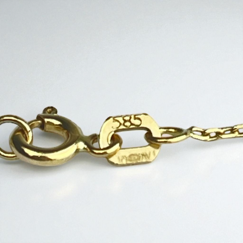 585 (14K) Echtgold Kette mit Rosenanhänger – Rosafarbener Turmalin & grüne Zirkonia – 41 cm