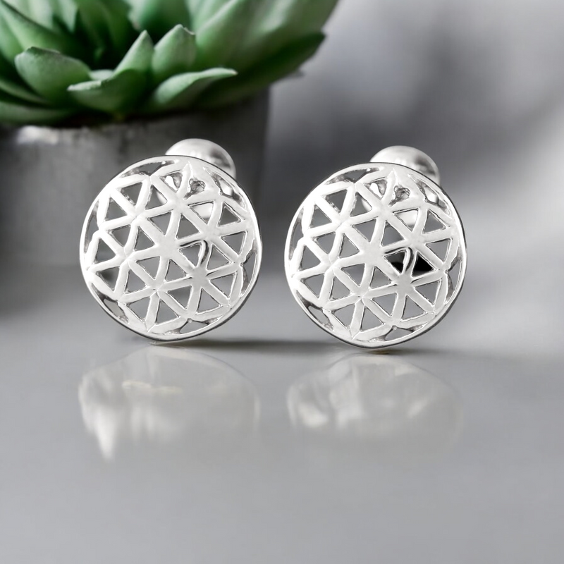 925 Sterling Silver Studs Flower of Life - PR058