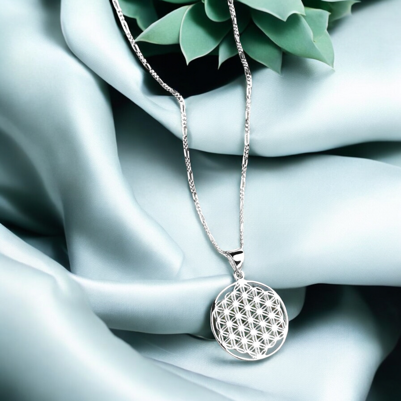 925 Sterling Silber Kette Blume des Lebens - K925-80