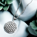 925 Sterling Silber Kette Blume des Lebens - K925-80