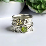 925 Sterling Silber Ring mit Peridot – Ringgröße 52, Allergikerfreundlich, Handgefertigter Designring