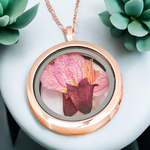 Japanische Kirschblüte Medaillon - 925 Sterling Rosegold Vergoldete Kette Sakura Anhänger - K925-11