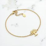 Tree of Life Bracelet in 925 Sterling Silver – 18K Gold Plated, 16.5 cm Length - ARM925-36