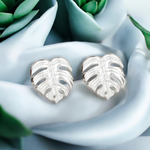 Monstera Blätter Ohrstecker - 925 Sterling Silber - Exotische Blätter Schmuck - OHR925-45