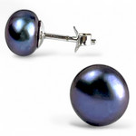 Dunkelblaue Perlen Ohrstecker aus 925 Sterling Silber | Süßwasserperlen Schmuck | Nickelfrei & Hypoallergen