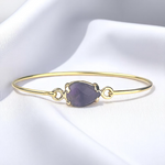 Vergoldeter Messing-Armreif mit echtem Amethyst | Spiritueller Edelstein | 6,5 cm Ø | Nickelfrei & allergikerfreundlich