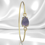 Vergoldeter Messing-Armreif mit echtem Amethyst | Spiritueller Edelstein | 6,5 cm Ø | Nickelfrei & allergikerfreundlich