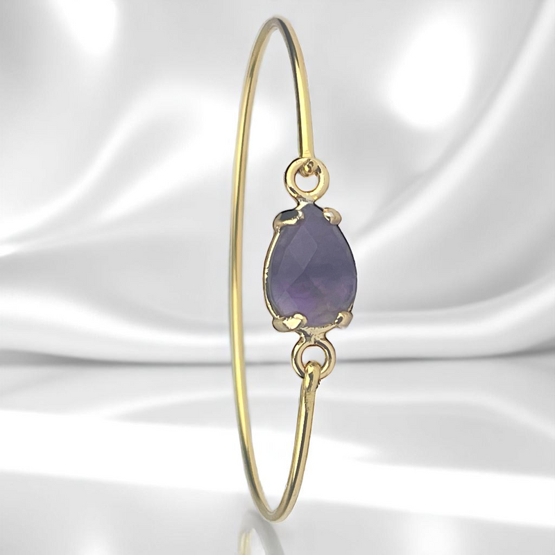 Vergoldeter Messing-Armreif mit echtem Amethyst | Spiritueller Edelstein | 6,5 cm Ø | Nickelfrei & allergikerfreundlich