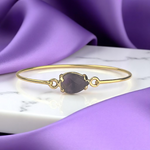 Vergoldeter Messing-Armreif mit echtem Amethyst | Spiritueller Edelstein | 6,5 cm Ø | Nickelfrei & allergikerfreundlich