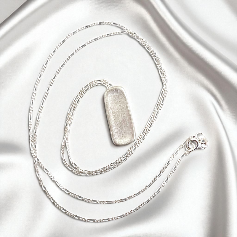 SATORI 925 Sterling Silber Kette mit handgebürstetem Anhänger, 23 mm, 50 cm, hypoallergen & für Allergiker geeignet