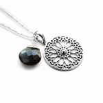 Labradorit Edelstein Mandala Schmuck-Set - 925 Sterling Silber Meditation Kette  - K925-118