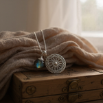Labradorit Edelstein Mandala Schmuck-Set - 925 Sterling Silber Meditation Kette  - K925-118