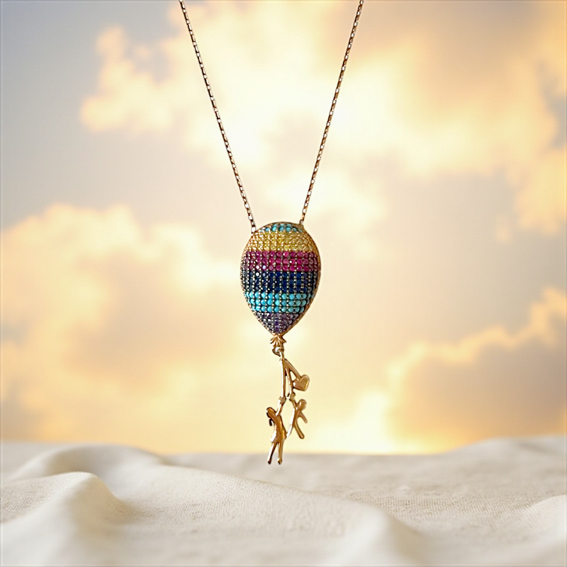 925 Sterling Silber Halskette – Roségold vergoldet mit 3D Luftballon Anhänger – Nickelfrei & Allergikerfreundlich
