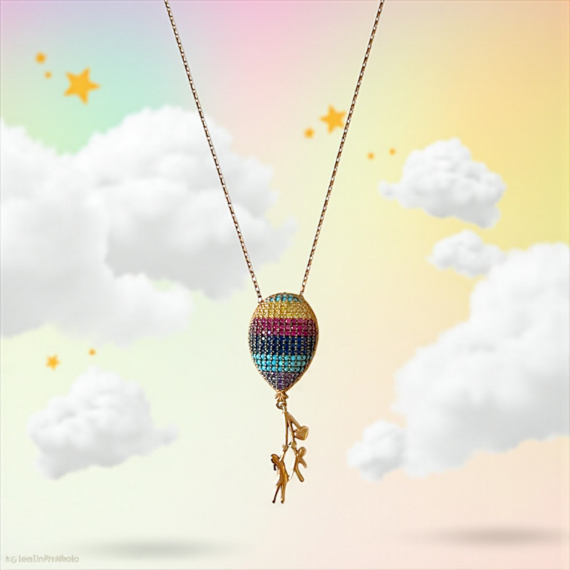 925 Sterling Silber Halskette – Roségold vergoldet mit 3D Luftballon Anhänger – Nickelfrei & Allergikerfreundlich