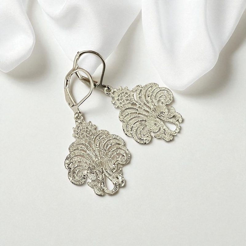 PALAZZO Versilberte Edelstahl Ohrringe, ornamentales Design, 3 cm, hypoallergen & allergikerfreundlich