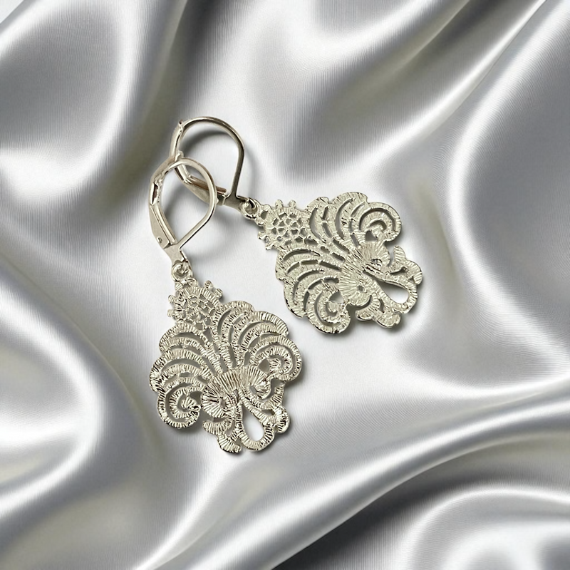 PALAZZO Versilberte Edelstahl Ohrringe, ornamentales Design, 3 cm, hypoallergen & allergikerfreundlich