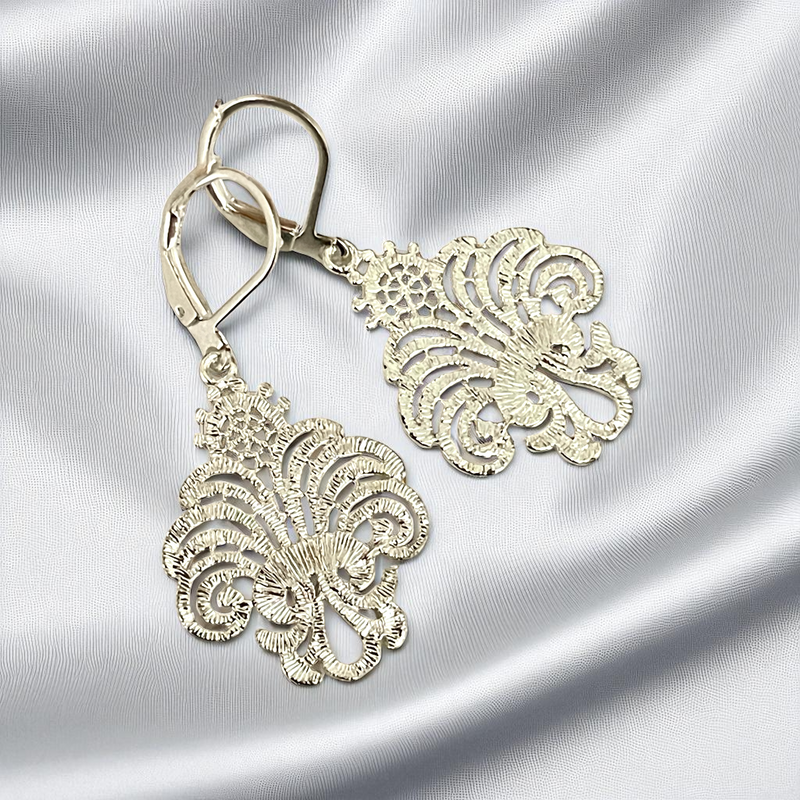 PALAZZO Versilberte Edelstahl Ohrringe, ornamentales Design, 3 cm, hypoallergen & allergikerfreundlich