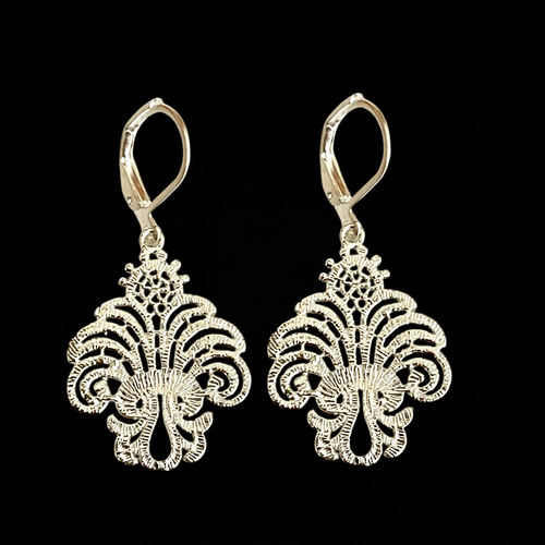 PALAZZO Versilberte Edelstahl Ohrringe, ornamentales Design, 3 cm, hypoallergen & allergikerfreundlich