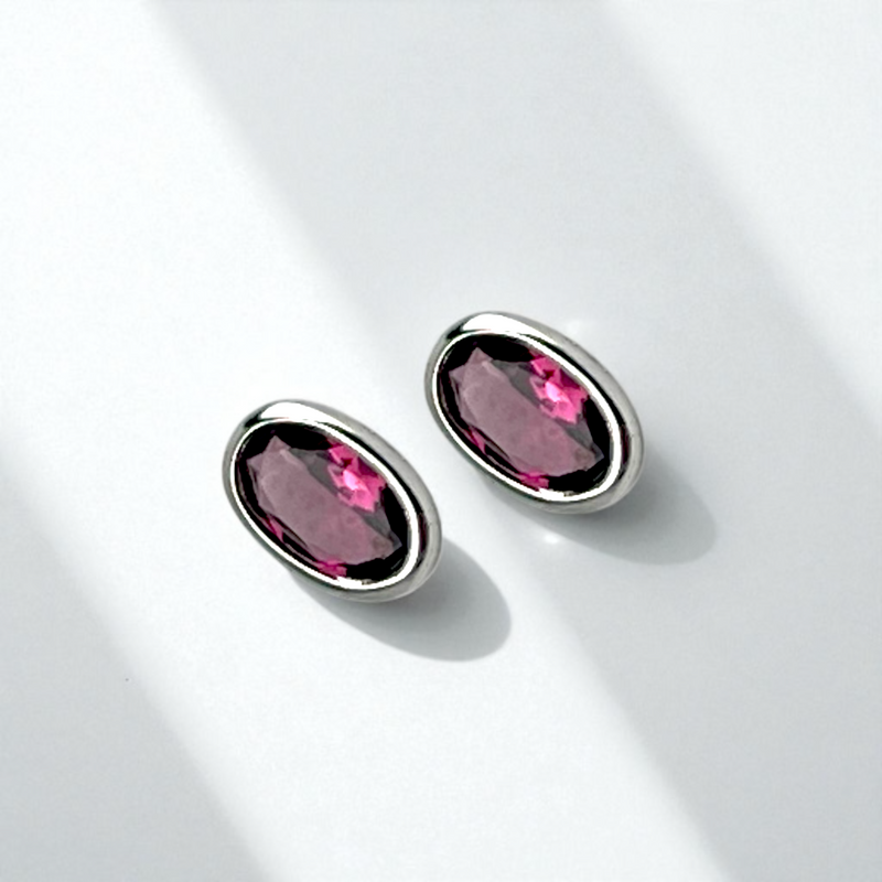 „Lumina Rosa“ 925 Sterling Silber Ohrstecker mit pinkem Turmalin, 0,5 cm, hypoallergen & für Allergiker geeignet