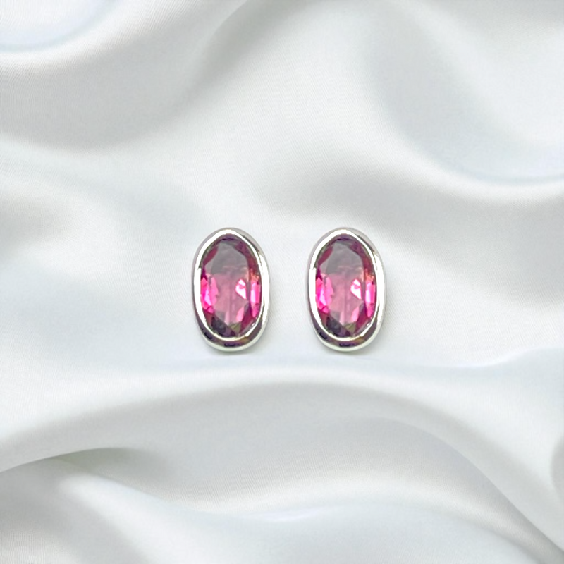 „Lumina Rosa“ 925 Sterling Silber Ohrstecker mit pinkem Turmalin, 0,5 cm, hypoallergen & für Allergiker geeignet
