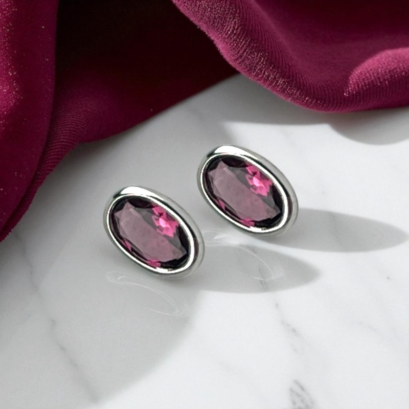 „Lumina Rosa“ 925 Sterling Silber Ohrstecker mit pinkem Turmalin, 0,5 cm, hypoallergen & für Allergiker geeignet