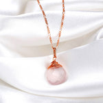 Rosenquarz Tropfen Kette 925 Sterling Rosegold Vergoldete Rosa Edelstein Aura Halskette K925-71