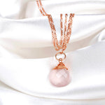 Rosenquarz Tropfen Kette 925 Sterling Rosegold Vergoldete Rosa Edelstein Aura Halskette K925-71