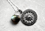 Labradorit Edelstein Mandala Schmuck-Set - 925 Sterling Silber Meditation Kette  - K925-118