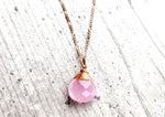 Rosenquarz Tropfen Kette 925 Sterling Rosegold Vergoldete Rosa Edelstein Aura Halskette K925-71