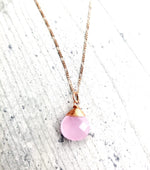 Rosenquarz Tropfen Kette 925 Sterling Rosegold Vergoldete Rosa Edelstein Aura Halskette K925-71