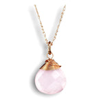 Rosenquarz Tropfen Kette 925 Sterling Rosegold Vergoldete Rosa Edelstein Aura Halskette K925-71