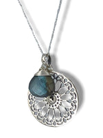 Labradorit Edelstein Mandala Schmuck-Set - 925 Sterling Silber Meditation Kette  - K925-118