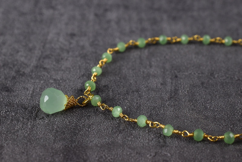 Edelsteinkette mit Peridottropfen - VIK-07