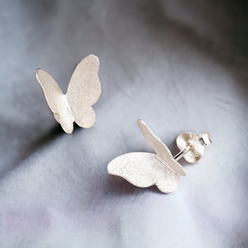 Silber – Mini 925 Ohrstecker Minimalistischer MadamLili Schmetterlinge Sterling -